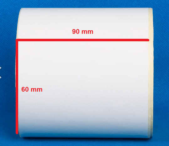 لیبل کاغذی، تولید شده با ابعاد 90 در 60 میلی‌متر